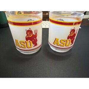 ASU Arizona State University Sun Devils Mobil Oil Gas Advertisement Glass Promo